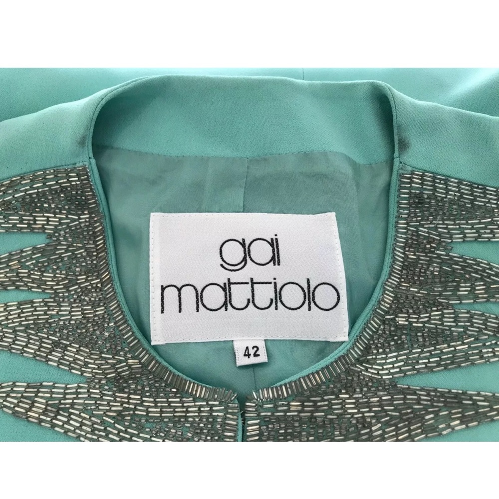 GAI MATTIOLO VINTAGE AQUA SILVER BEADED JACKET SIZE US 8 - Picture 12 of 13